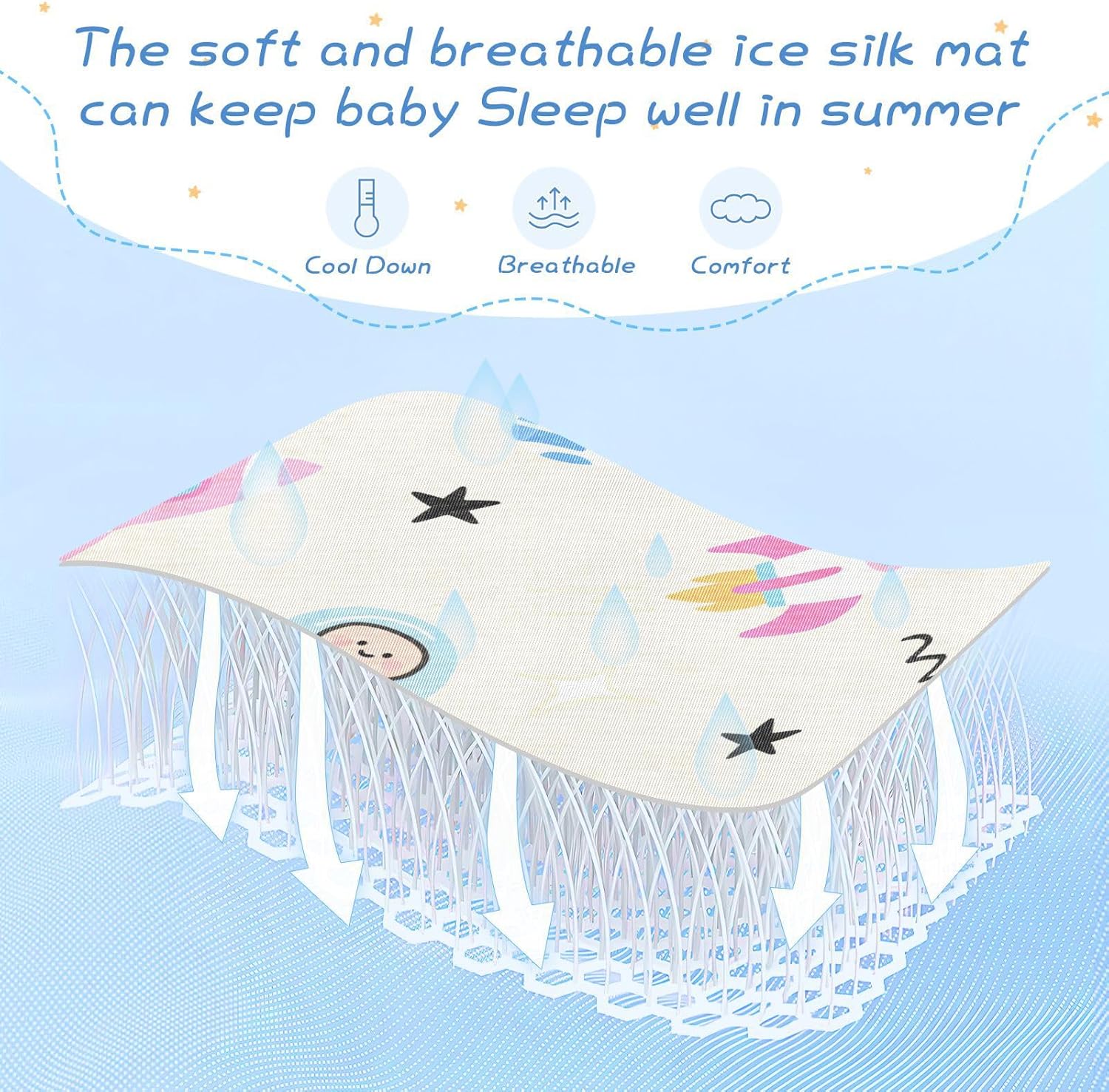 Cartoon Illustration Rockets Cooling Baby Mattress Pads 28" x 52" Ultra Soft Pads Washable for Baby&Toddler
