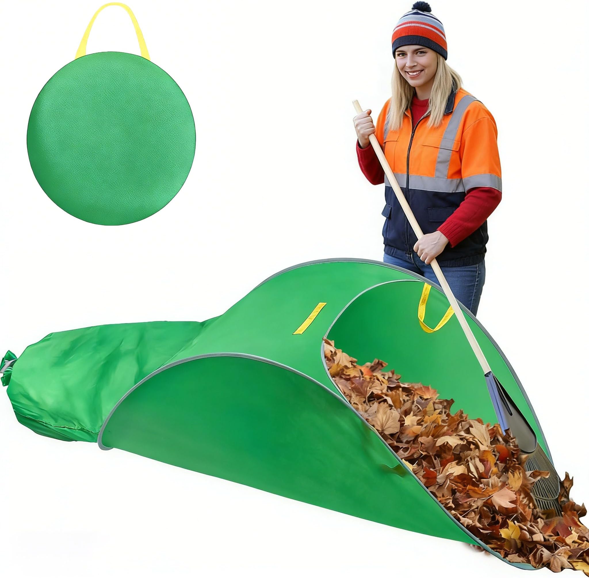 Leaf Collector,Extra Large Portable Pop Up Leaf Bags, Foldable Leaf Pick Up Tools, Reusable Yard Garden Bags for Leaves Lawn Trash (Green)