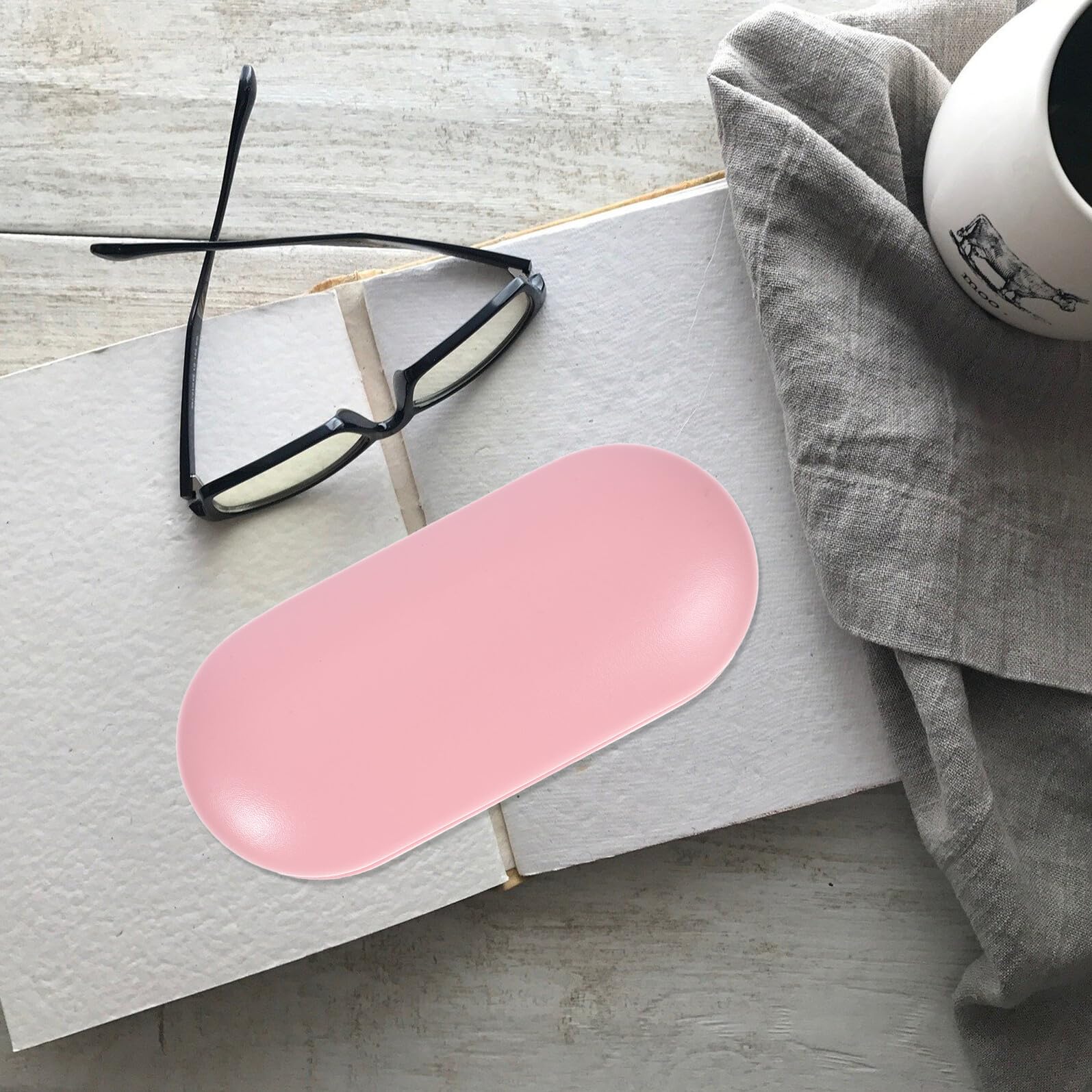 Gatuida Estuche Portátil para Gafas y Lentes de Contacto Diseño Dos Uno Práctico y Compacto para Viaje con Cierre Hermético y Espejo Integrado Colores Rosa y Negro