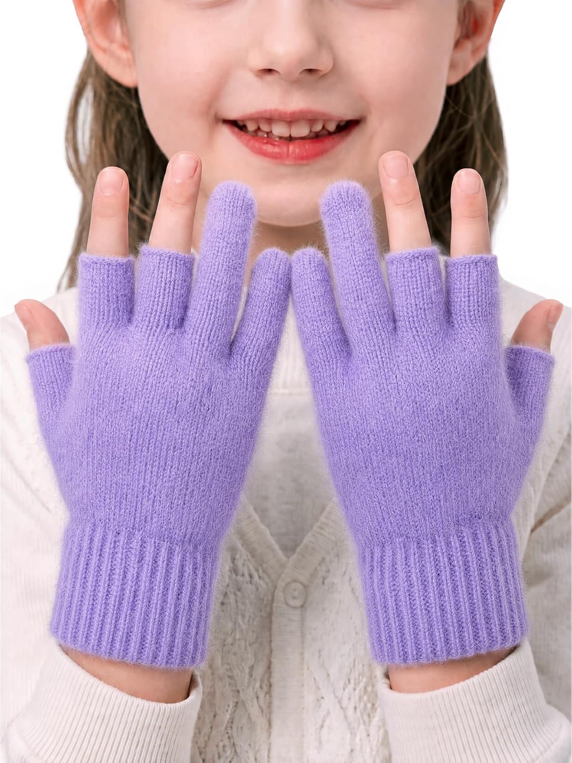 Rahhint Kids Winter Gloves Premium Alpaca Double Layer 3-Finger Open Tip