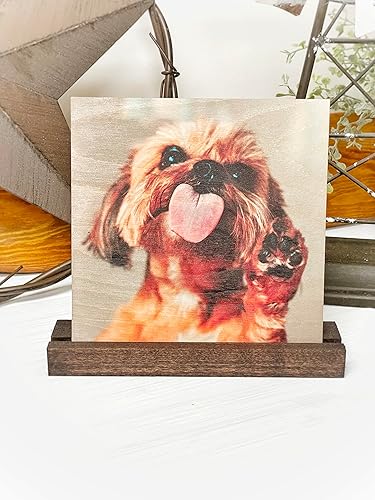 Miniatura 2 de Tu foto en madera con un soporte de madera manchada  Regalo del día de la madre  Regalo para mamá  Marco de fotos personalizado  Regalo de boda