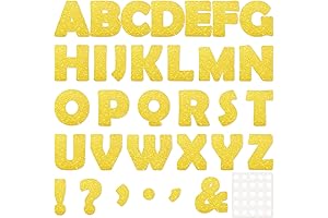 Qyeahkj 150 PCS Large 7" Font Letters and Punctuation Set Glitter Gold...