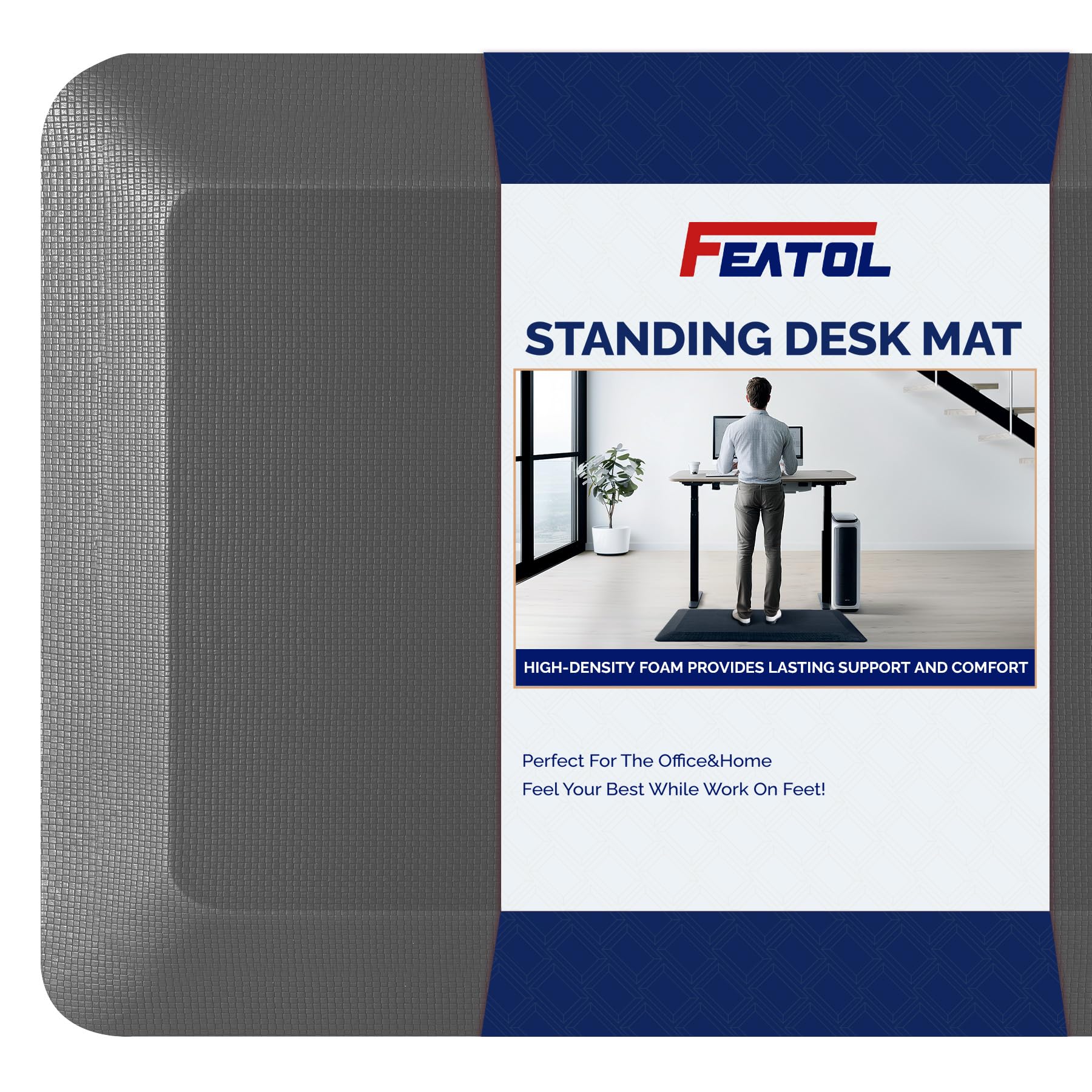 featol anti fatigue mat floor mat extra thick standing office desk mat memory foam cushioned anti fatigue ergonomic kitchen mats comfort standing pad not pvc 910 inch thick 2034 x 3934 gray