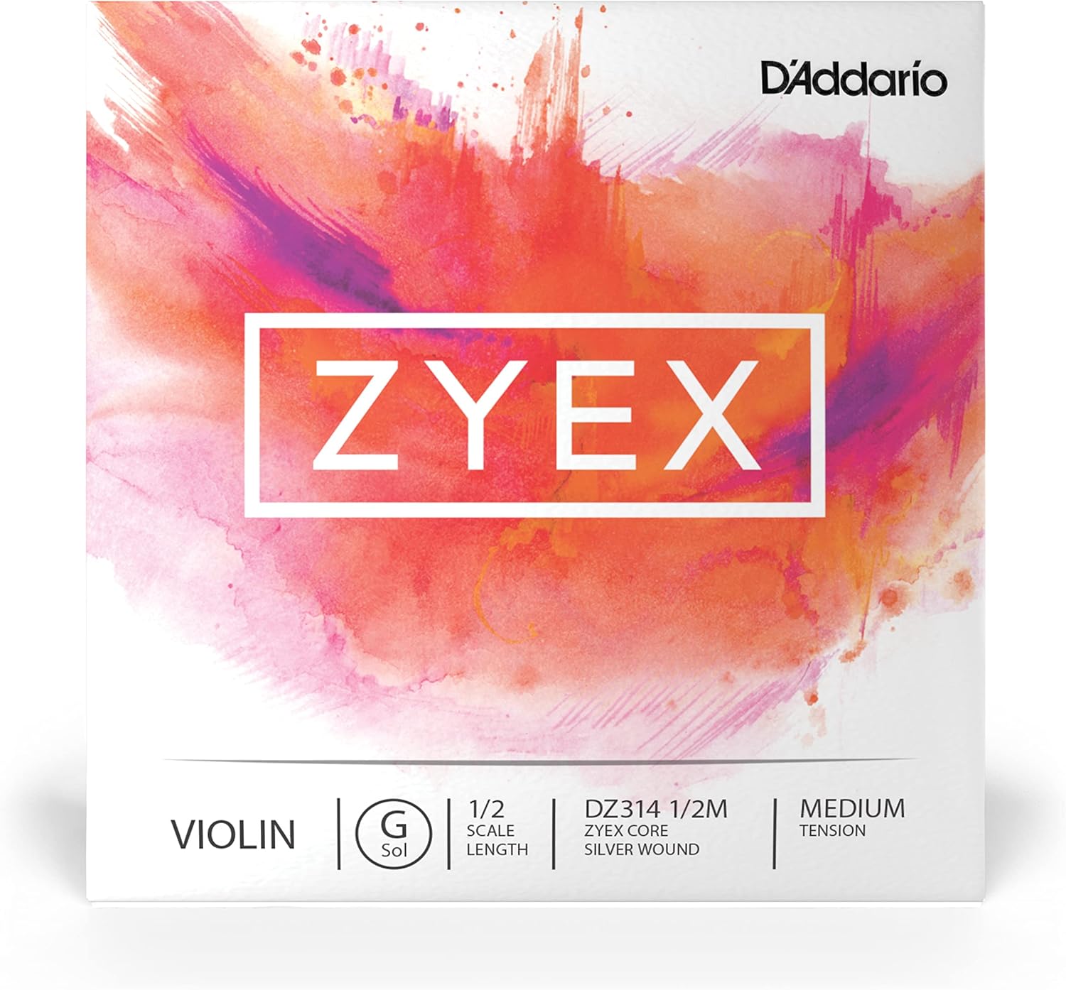 D'Addario Zyex Violin Single G String, 1/2 Scale, Medium Tension