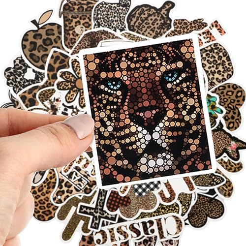 Miniatura 5 de Paquete de 100 calcomanías con estampado de leopardo, vinilo impermeable, estampado de guepardo, calcomanías estéticas de leopardo para mujeres,