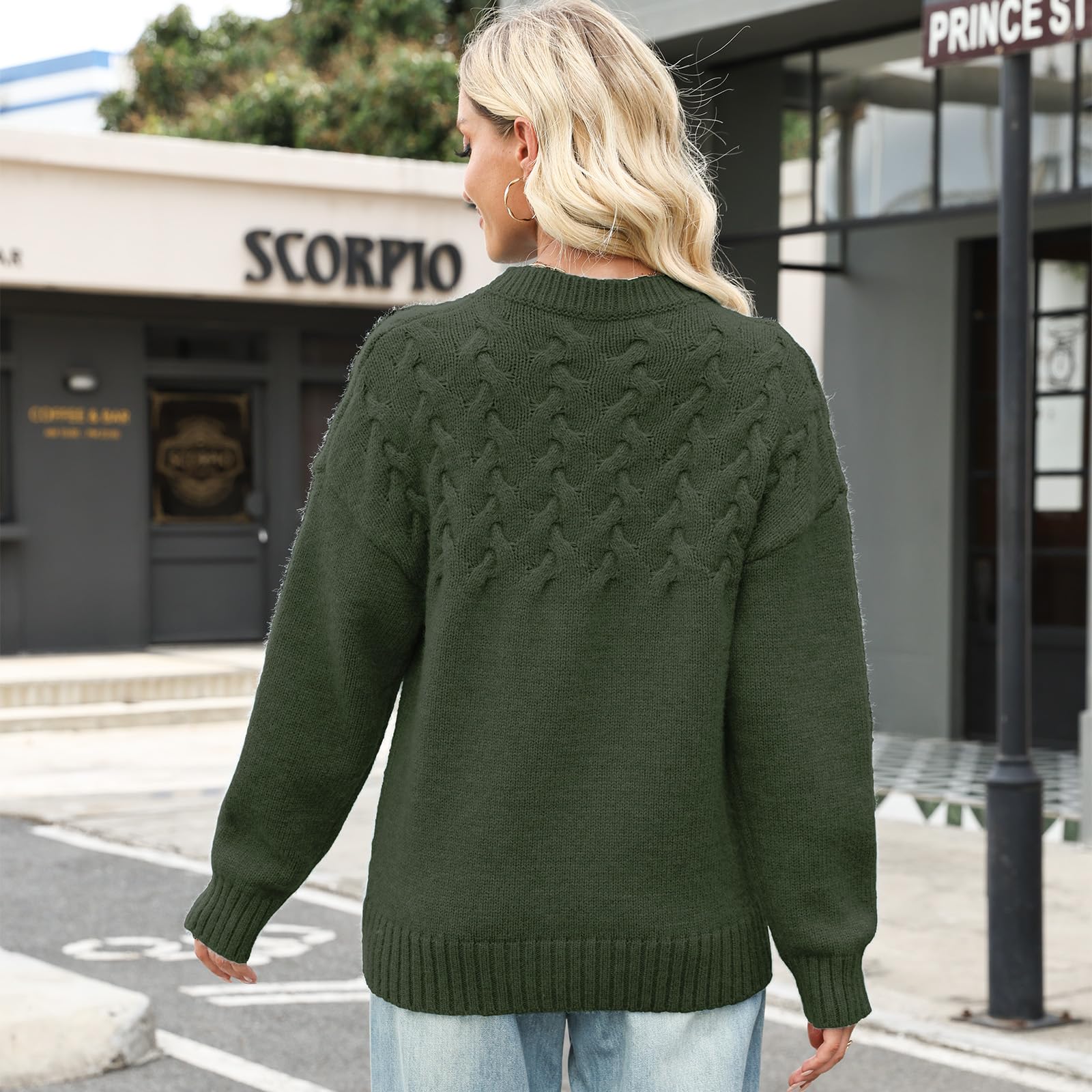 Dick Pullover Damen Strickpullover Winter Thermo Warm Winterpullover Rundhals Langarm Pulli Casual Lose Oberteile Elegant Strickwaren Gestrickt Grobstrickpullover