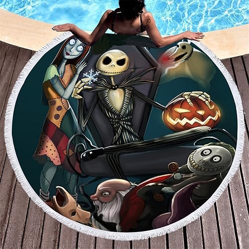 Miniatura 3 de Kangkang Toalla de playa grande redonda de verano de microfibra para adultos y niños, tapete de yoga con borlas, manta de toalla impresa de