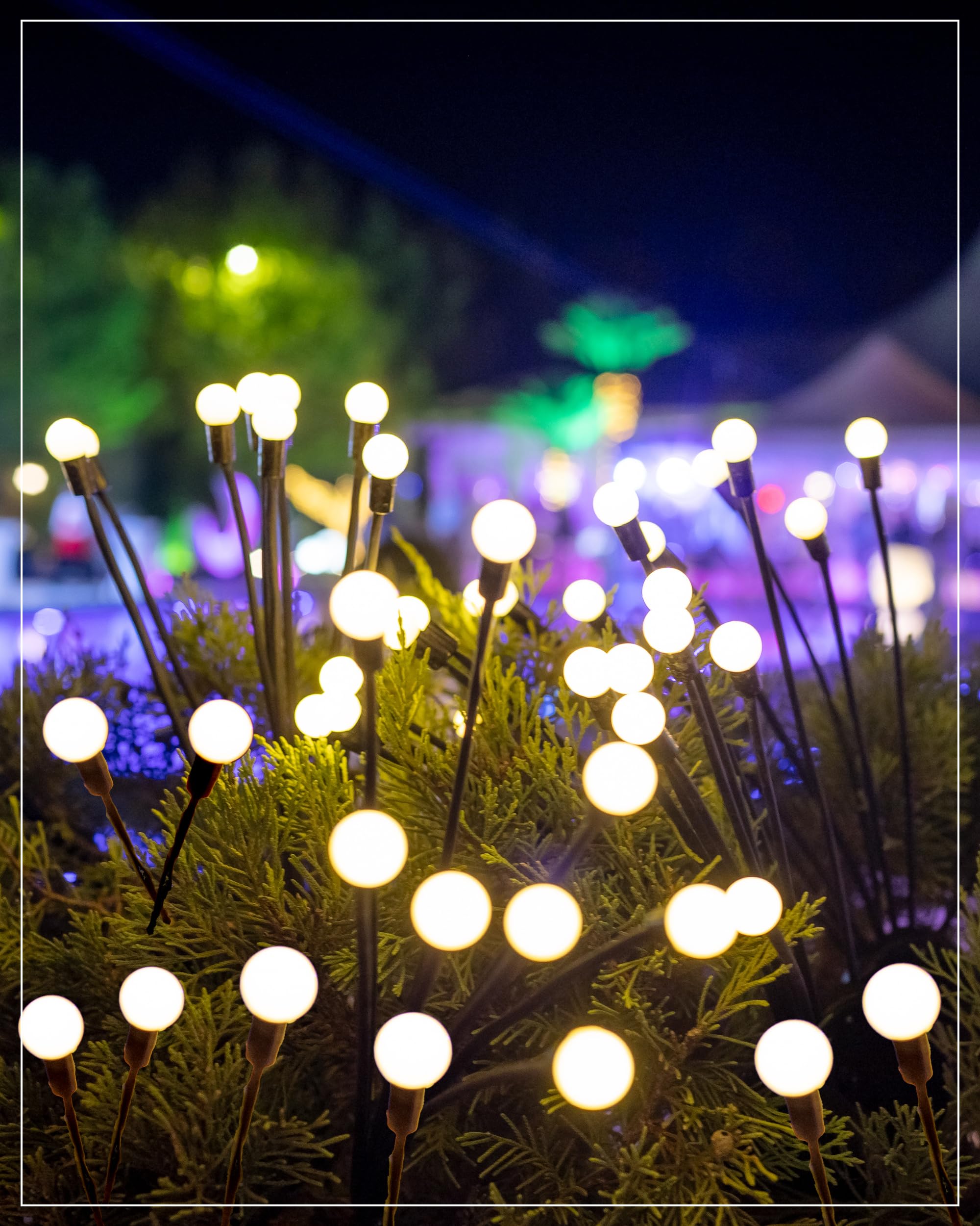 6-Pack Solar Garden Lights Firefly - Swaying Solar Garden Lights, Solar Fairy Lights Outdoor Waterproof, Decorative Garden Fairy Lights Solar Powered for Outside - Warm White LED Light
