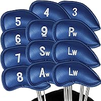 Vista 14 de FINGER TEN Premium Synthetic Leather Stylish Iron & Wedge Golf Head Covers Value 12 Piece Set, Embroidered Labels & Fits Most Clubs Gift Set, Travel