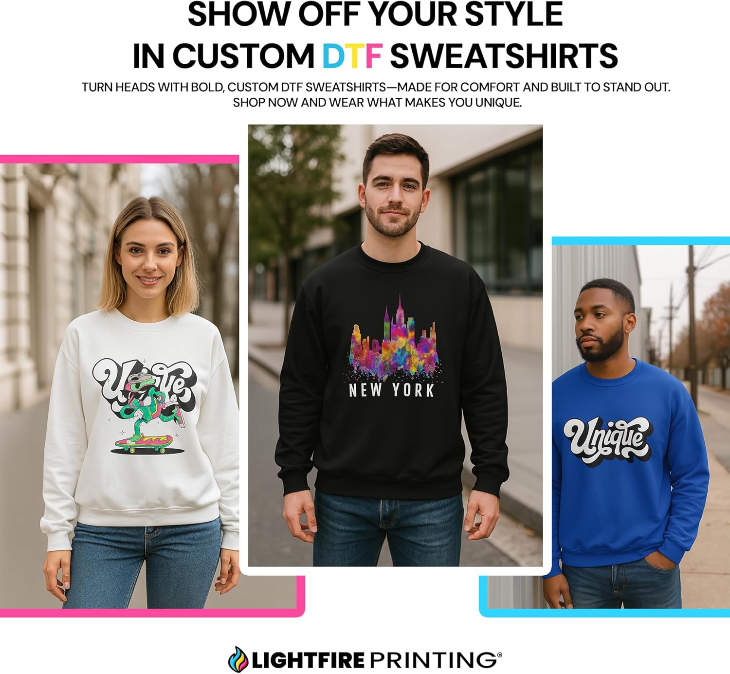 Custom DTF Crewneck Sweatshirt Personalize with Your Text Unique Custom Gift for Men, Women, Teens (Small - Ash) - Image 4