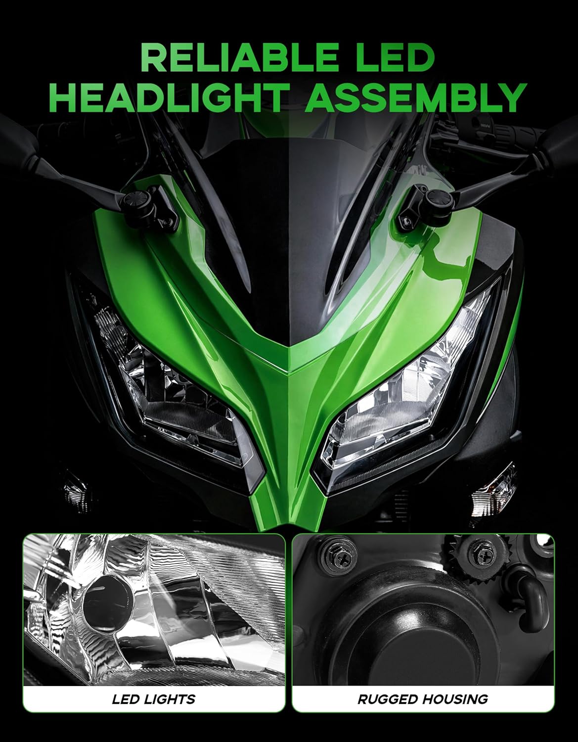 XMT-MOTO Front Headlight Light Assembly Fit For KAWASAKI NINJA 300 2013-2017