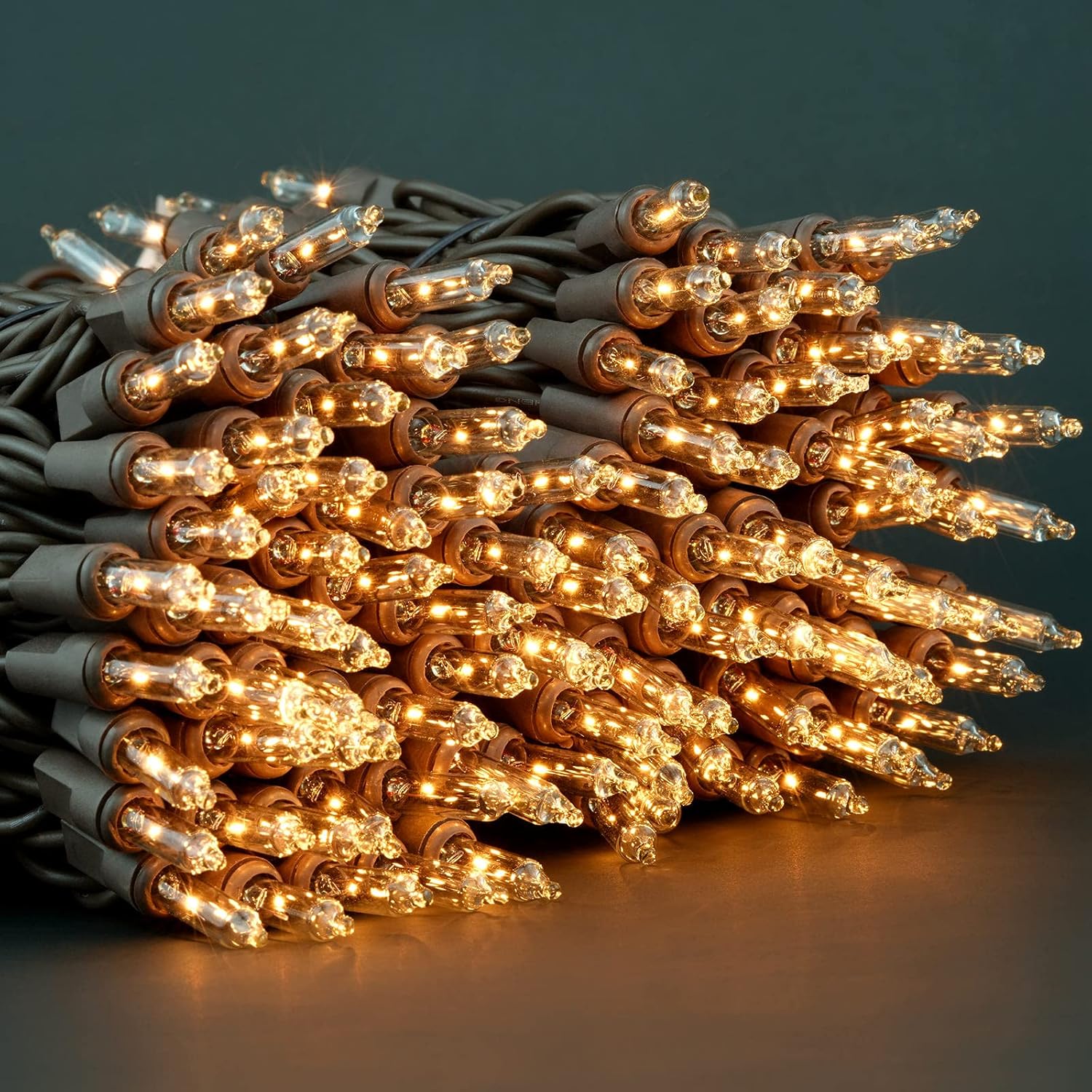 Buy YULETIME 200 Clear Christmas Lights with Brown Wire, Pack of 2