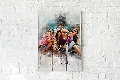 Miniatura 5 de STICKERSFORLIFE Impresión de aniversario personalizada Ideas de regalo de boda personalizadas Retrato de acuarela de la foto