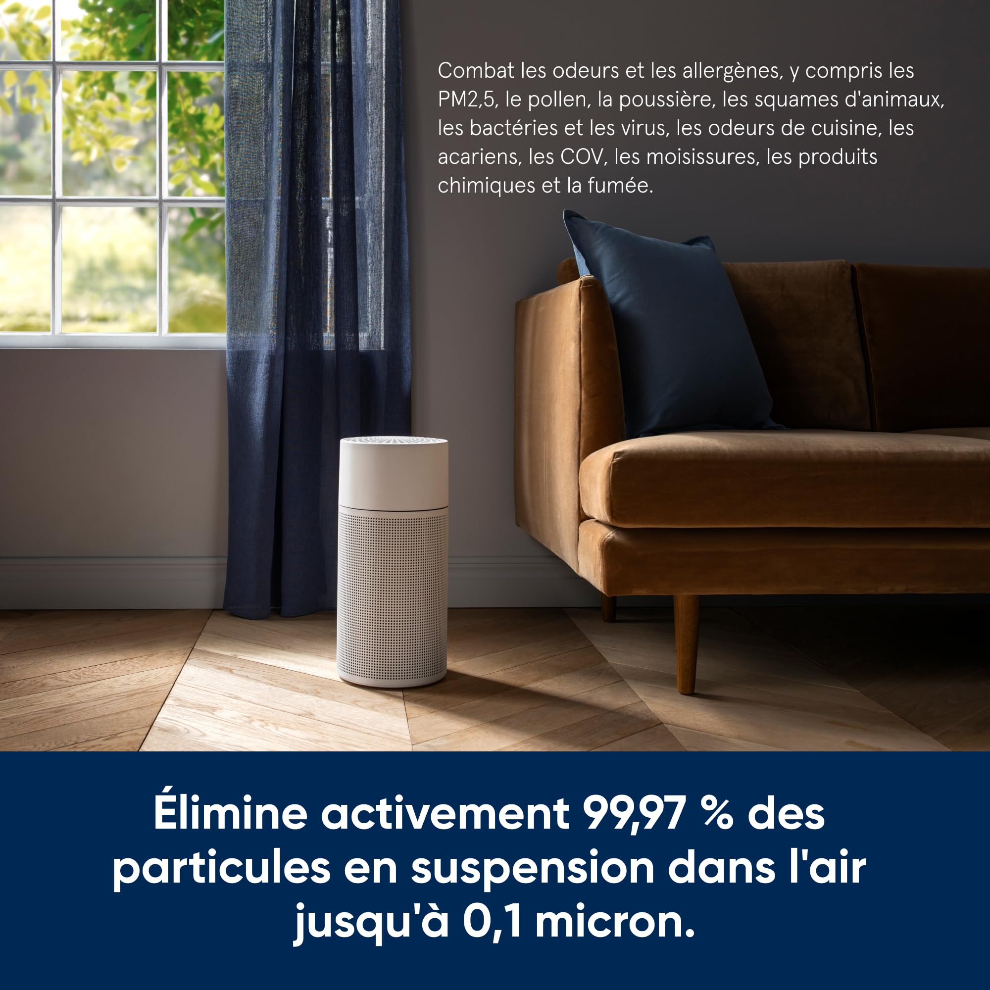 BLUEAIR Purificateur d'air Blueair Blue Pure Joy S, purificateur filtre à air auto HEPA Silent™, système de filtration pour purifier jusqu'à 43 m2, blanc