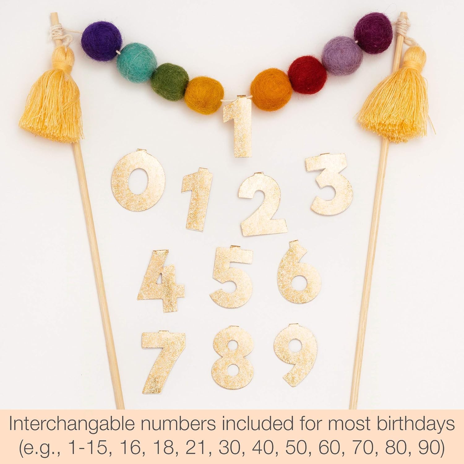 PapaKit Bundle - Happy Birthday Bunting Banner, Pom Pom Cake Topper with Customizable Age Numbers, Origami Wall Decoration Paper Fans, Premium Paper Pom Pom, Honeycomb and Accordion Lantern