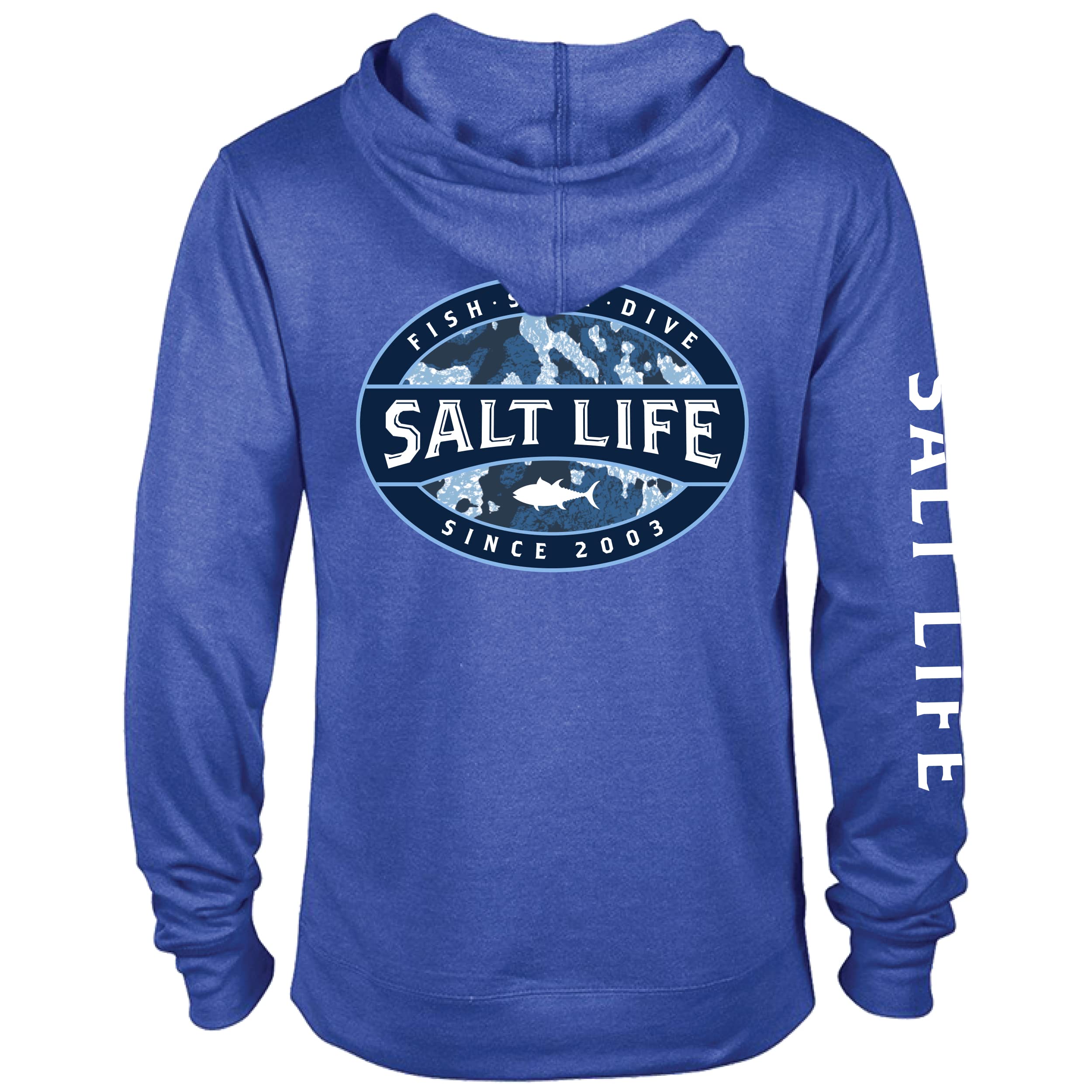 Salt Life Atlas Badge de Manga Larga, Sudadera con Capucha de Ajuste Clásico Hombre