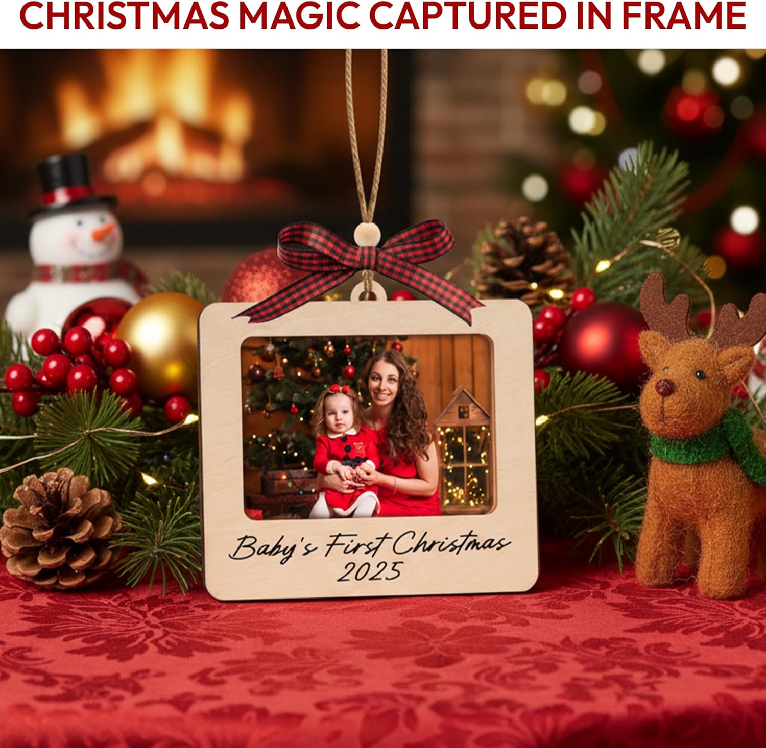 Baby's First Christmas Ornament 2025, Wooden Picture Frame Ornaments for Tree, Babys First Christmas Ornament 2025 Girl and Boy, Photo Frame Ornaments, 1st Xmas Gifts for Babies, Girl, Boy - Image 8