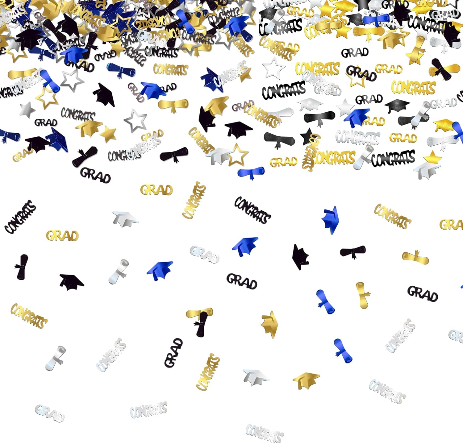 KatchOn, Congrats Grad Graduation Confetti 2024 - Pack of 2000 | Black and Gold Graduation Confetti 2024 | Navy Blue and Gold Graduation Decorations 2024 | Navy Blue 2024 Graduation Table Decorations
