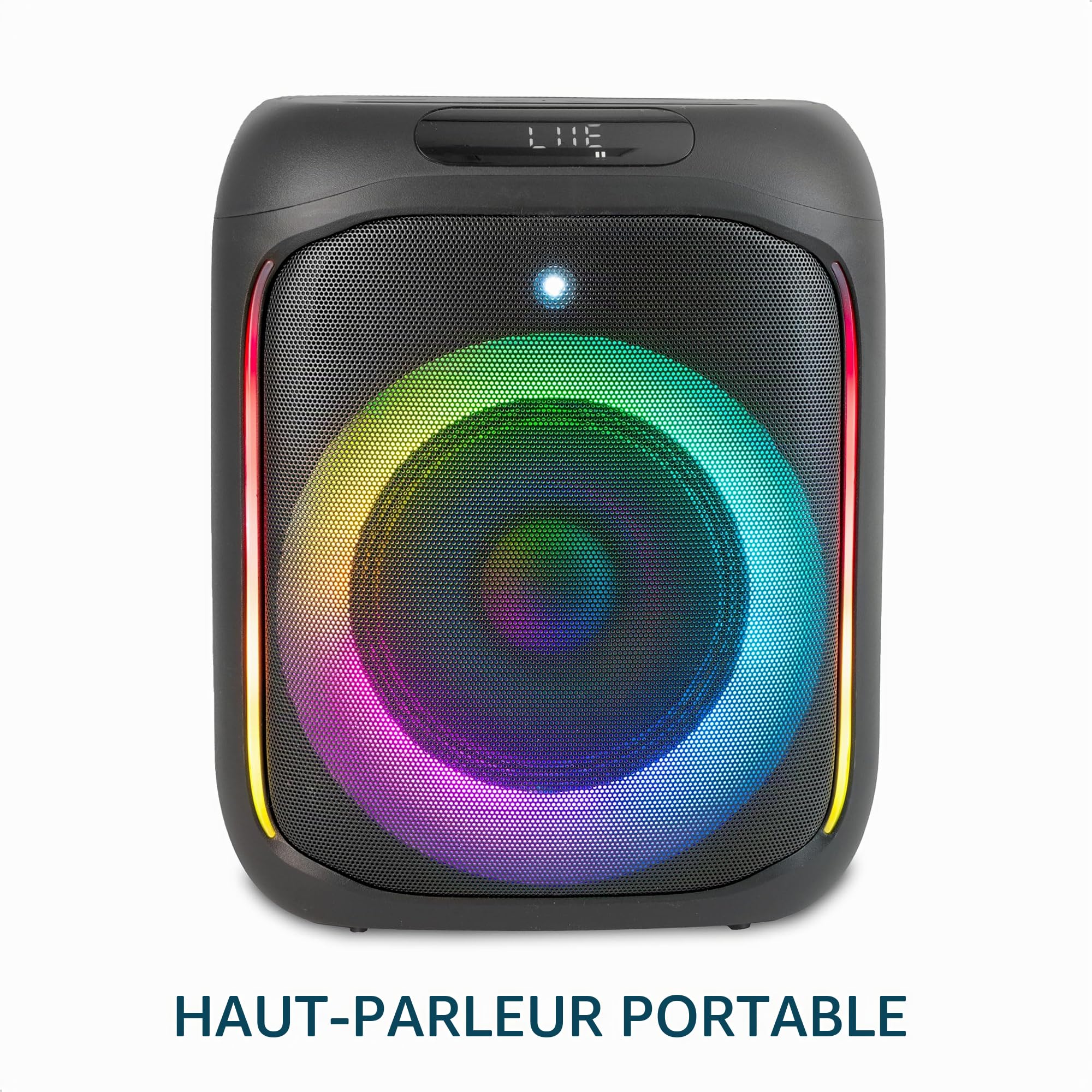 Ibiza - CUBE180 - Enceinte de 6.5”/16cm de 180W sur batterie avec micro filaire et effet lumineux - Bluetooth, USB, MicroSD, TWS - Noir