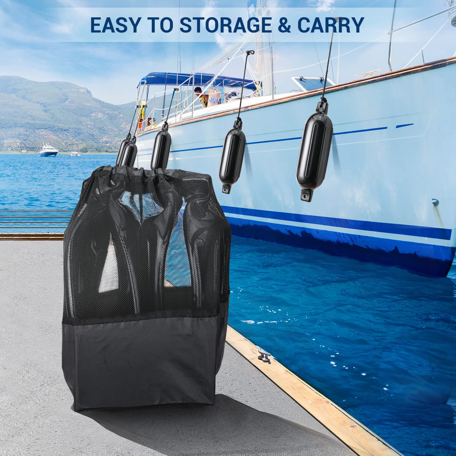 VIGORVAN Boat Fenders 4 Pack Boat Bumpers for Docking, 5.5 Inch Inflatable Boat Fenders Bumpers, Boat Fender with 4 Ropes, 4 Needles, 1 Pump