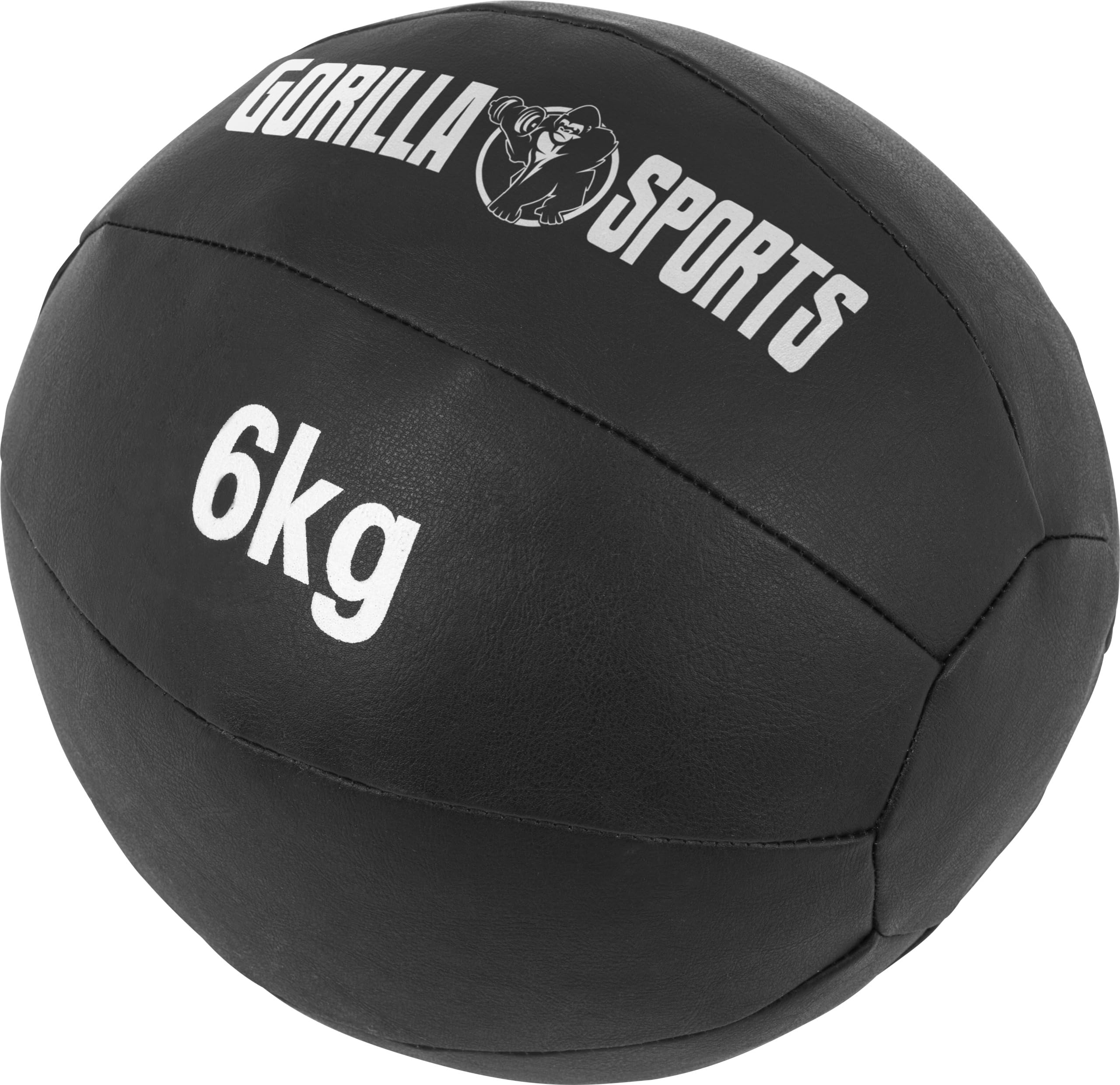 GORILLA SPORTS® Medizinball - 1kg, 2kg, 3kg, 4kg, 5kg, 6kg, 7kg, 8kg, 9kg, 10kg Gewichte, Einzeln/Set, 29cm, aus Leder, Schwarz - Trainingsball, Fitnessball, Gewichtsball, Slam Ball