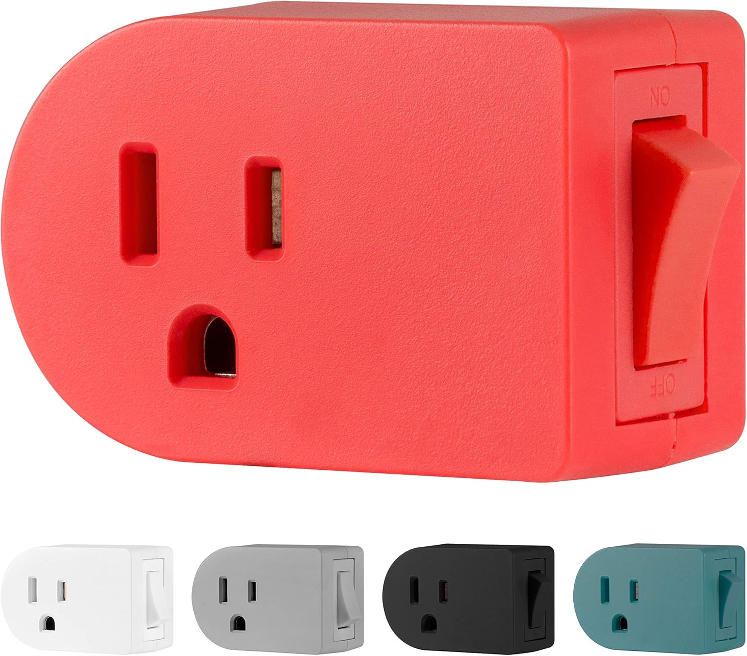 Cordinate Grounded Outlet On/Off Power Switch, 3 Prong, Plug in Adapter, Easy to Install, For Indoor Lights and Small Appliances, Energy Saving, Coral, 49971, 1 Pack - - 