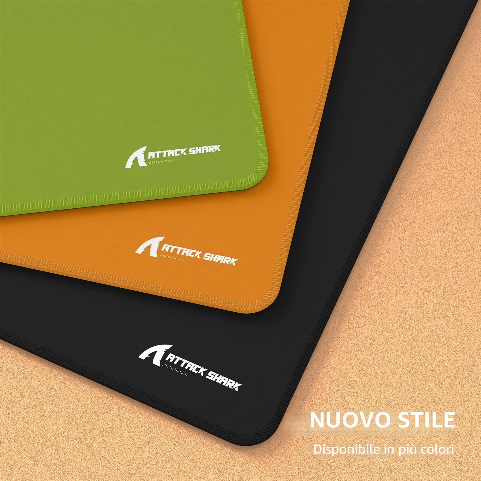 LexonElec x ATTACK SHARK Tappetino Per Mouse Da Gioco Medio, 17,32*15,75*0,078 Pollici, Base In Gomma Antiscivolo, Ottimizzato Per Sensori Da Gioco, Tappetino Per Mouse Impermeabile Per e-Sport-Orange