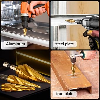 Step Drill Bit Set - DWA1790IR for DEWALT Step Bits,Double Spiral Flute - Precision Drilling for DIY & Professional Projects
