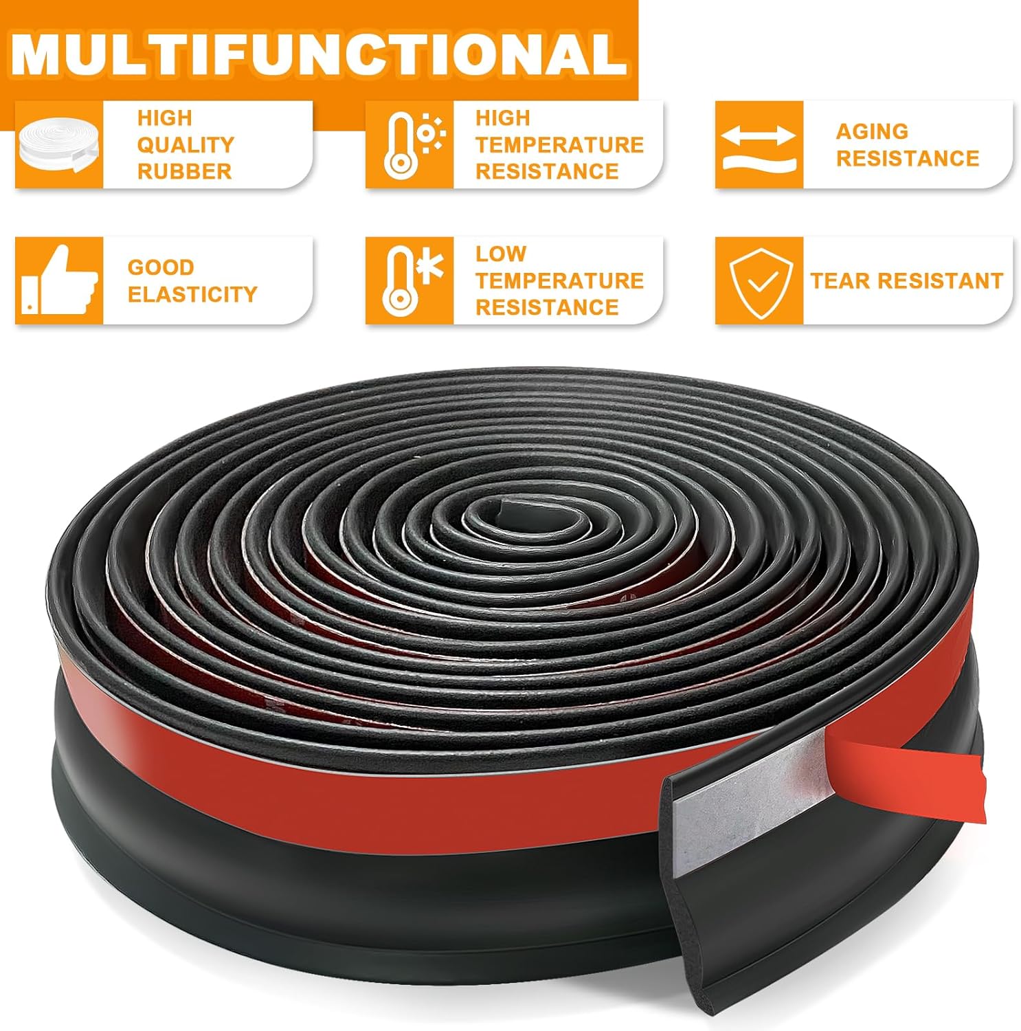 Universal Garage Door Threshold Seals Bottom Rubber Replacement, weatherproofing Garage Door Weather Stripping with Nails (32.8ft)