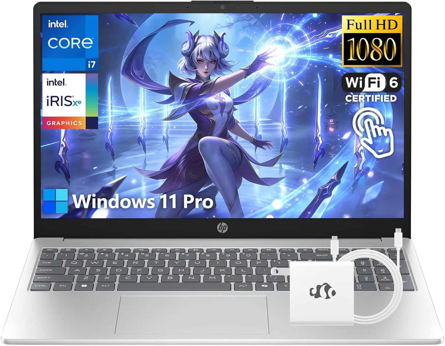 HP 15.6" FHD Touchscreen i7 Laptop, Intel 10-Core 7 150U(Up to 5.4GHz), 16GB DDR5 1TB SSD, Win 11 Pro Wifi6, Intel Iris Xe Graphics Laptops-Computer for Business Gaming w/GM Accessory