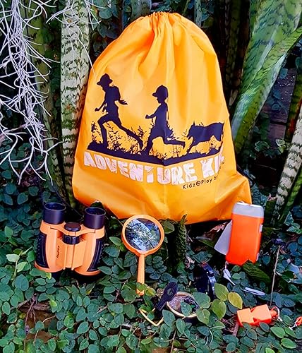 Miniatura 7 de Adventure Kidz - Kit de exploración al aire libre, binoculares con estuche, linterna, brújula, silbato, lupa, mochila, paquete (14 artículos)