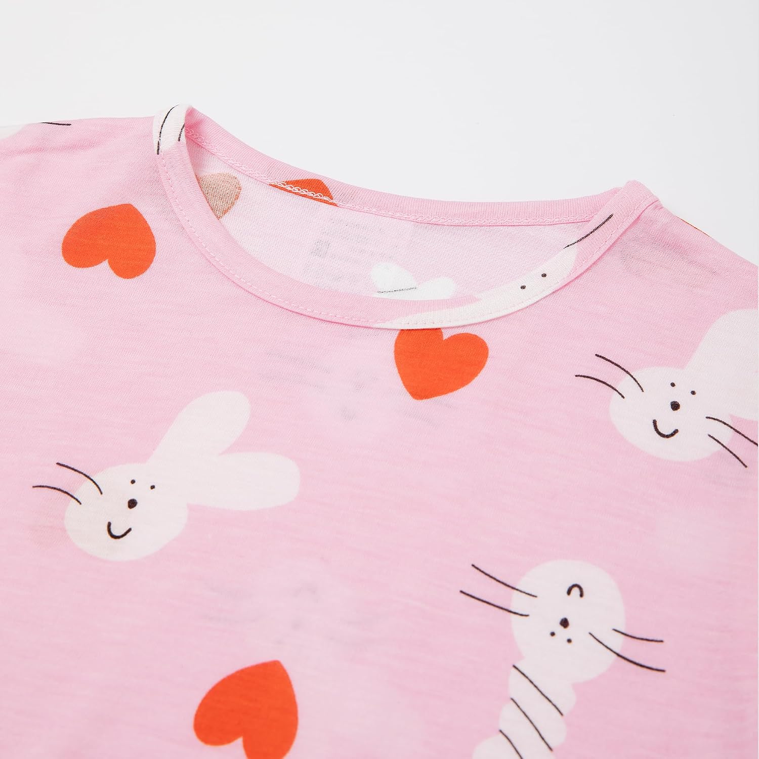 Ozkiz Soft Cotton Kids Heart Rabbit Indoor Wear Set – Elastic Waist, Breathable, Machine Washable, Vibrant Colors