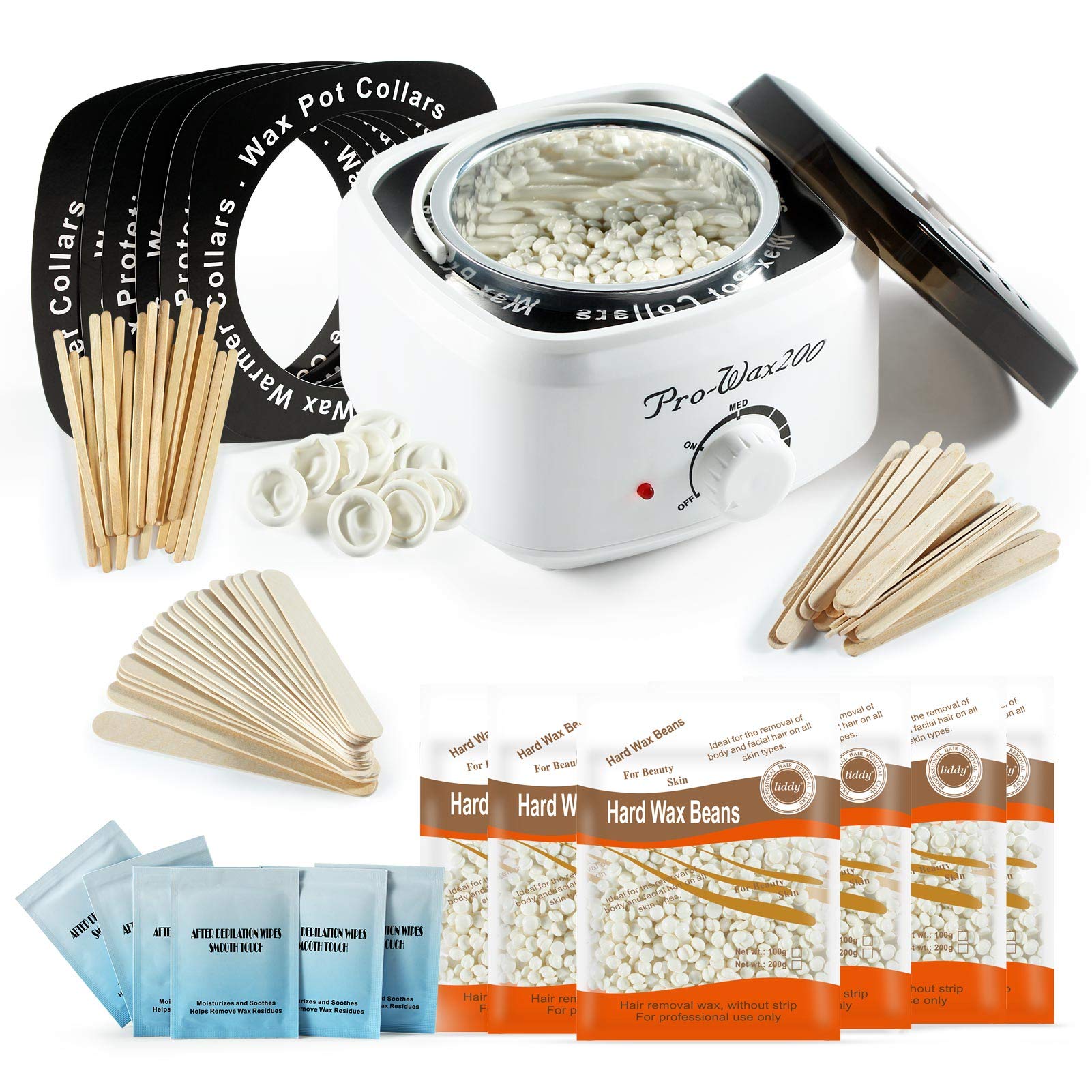 liddy art Waxing Kit Wax Warmer for Hair Removal at Home Waxing Kit for Women Include Milk Wax Beans & Waxing Sticks & Wax Warmer Collars