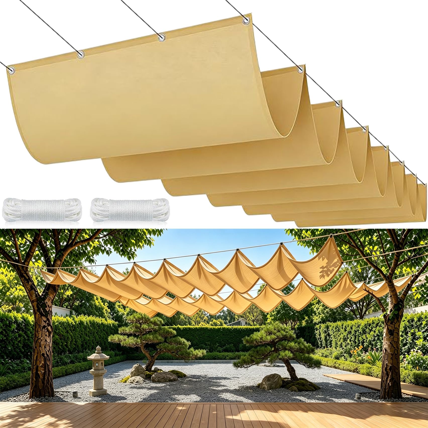 Voiles d'ombrage rétractable 130x130 cm jaune sable pour terrasse