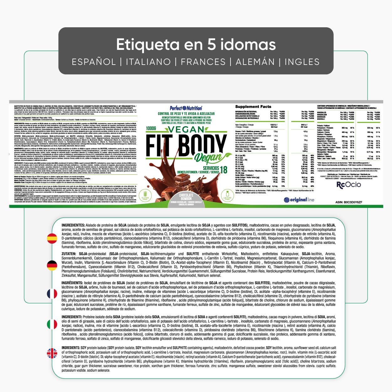 Batido Sustitutivo Vegano Sin Gluten y Sin Lactosa | Alto en Proteínas Vegetales | Bajo en Calorías – Saciante y Nutritivo | Sabor Chocolate | Fabricado en España…
