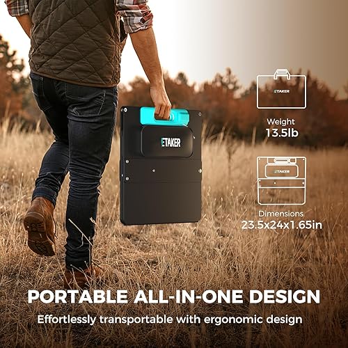 Miniatura 5 de Panel solar portátil de 200 W, 200 vatios para generación solar de estación de energía portátil, cargador solar plegable con funda de transporte,