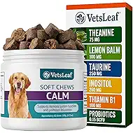 Calming Chews for Dogs - Dog Anxiety Relief and Calming Sleep Support with Theanine, Lemon Balm, Taurine & Inositol - Fireworks, Thunderstorms & Separation Anxiety - Made in USA - 60 Count