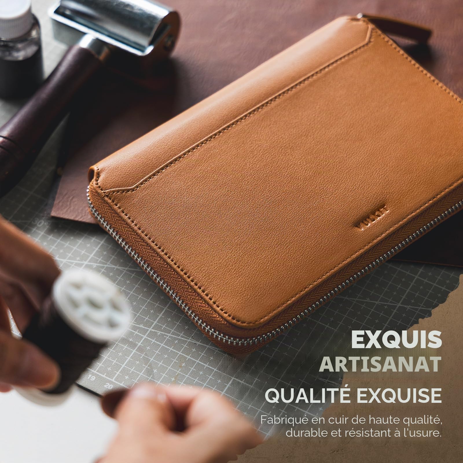 VULKIT Étui de Passeport Familial en Cuir pour 4 à 6 passeports, Organiseur de Documents Haut de Gamme, Grand Portefeuille de Voyage pour Couples et familles