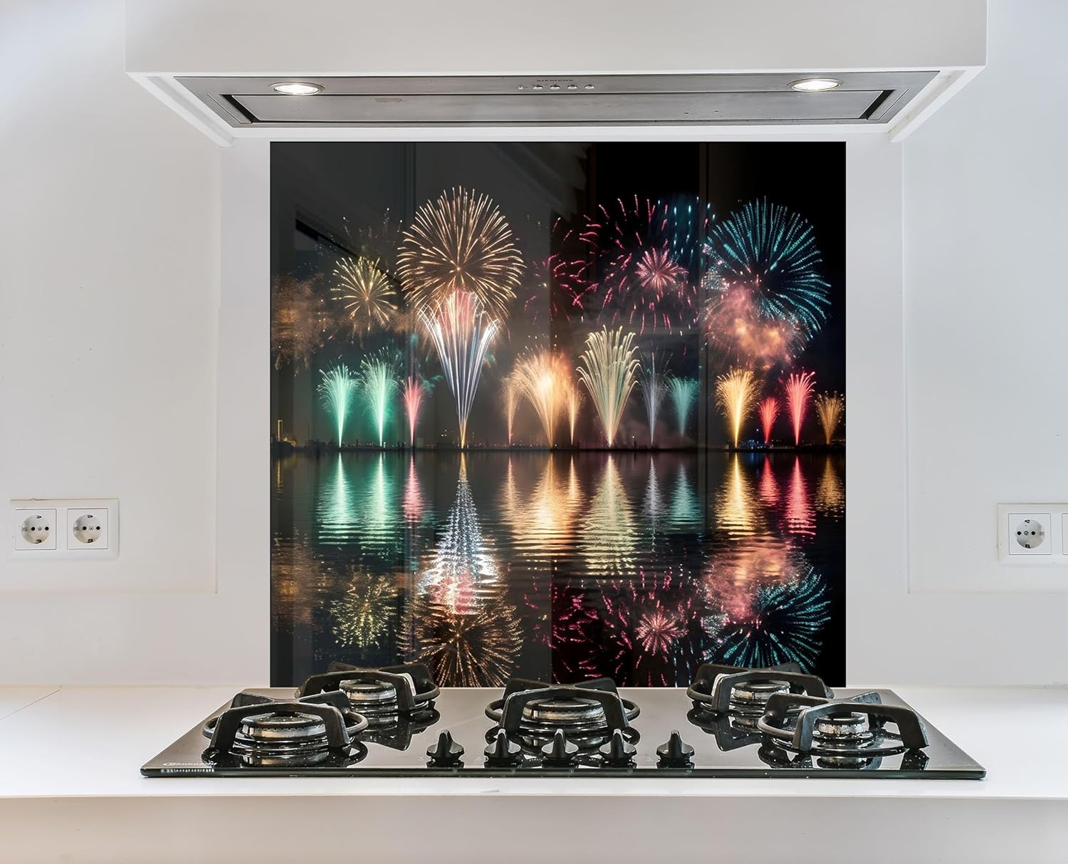 Myphotostation.com 70WX43H'' Tempered Glass Stove Backsplash Kitchen Tile Decor Stove Back Cover Glass Splashback Tile for Stove Top Cover Toughened Glass Cooker Protector 71