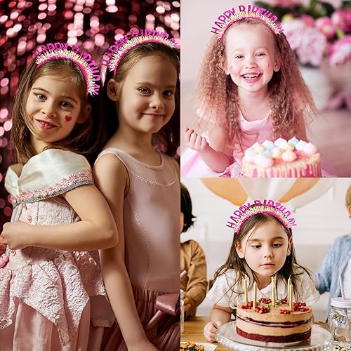 Miniatura 3 de CIEHER Diadema de cumpleaños con corona de cumpleaños, diadema de cumpleaños, diadema de feliz cumpleaños para mujeres y niñas, diadema de