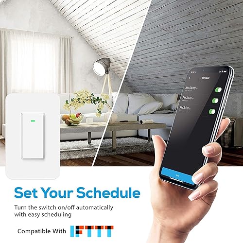 Miniatura 5 de Nexete Smart Wi-Fi interruptor de pared compatible con Alexa Google Assistant e IFTTT, control remoto, función de sincronización no requiere puerto.