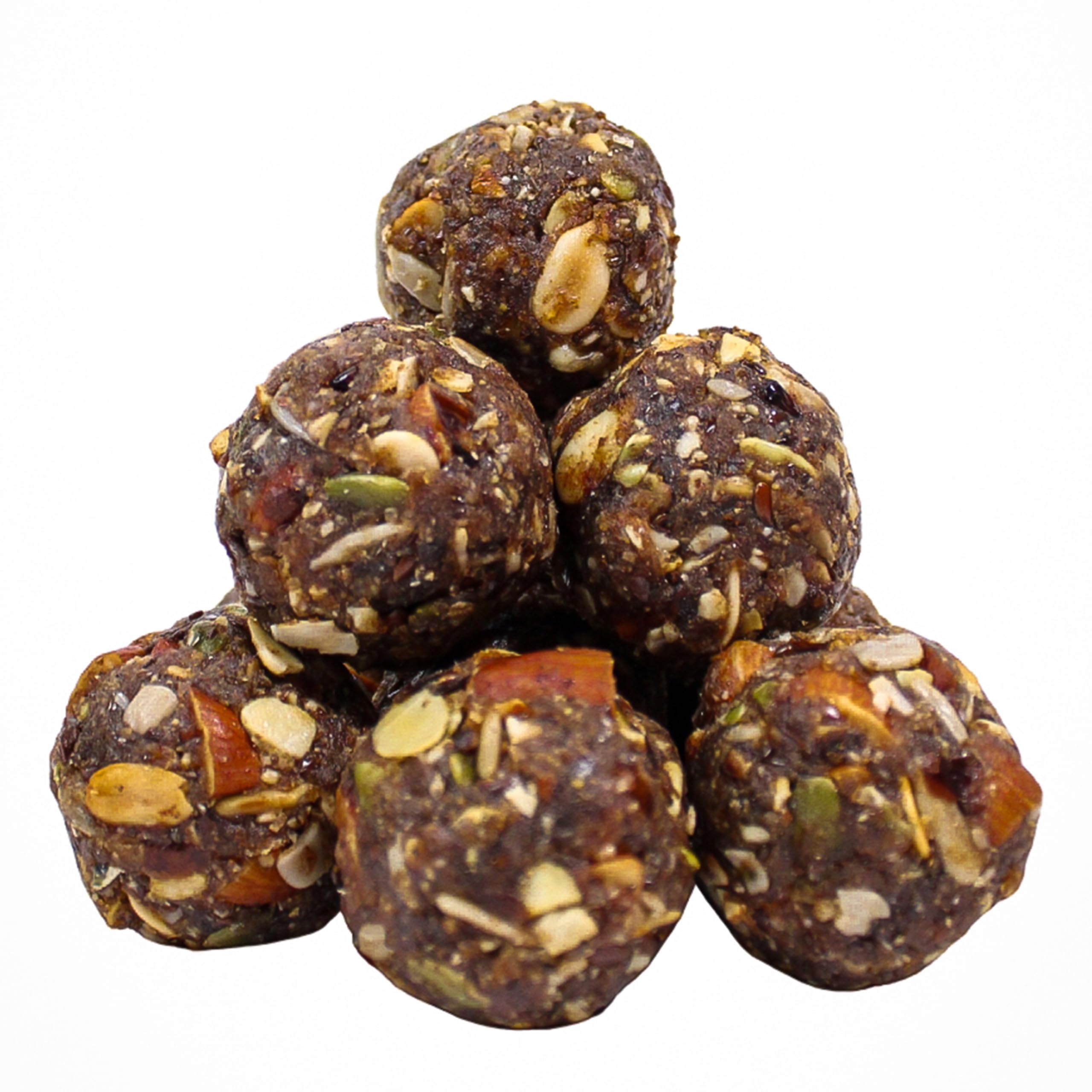 Fore Noon Ragi Dates Laddoo | No Added Sugar & Gluten-Free | High Calcium Indian Finger Millet Laddu (Mandua, Nachani, Nagli, Ragulu, Kelvaragu) | 100% Natural, No Flavours & Preservatives | Gond & Cow Ghee Snack for Kids, Pregnancy & Immunity Support | 225g Pack ( 9 x 25g ) 2