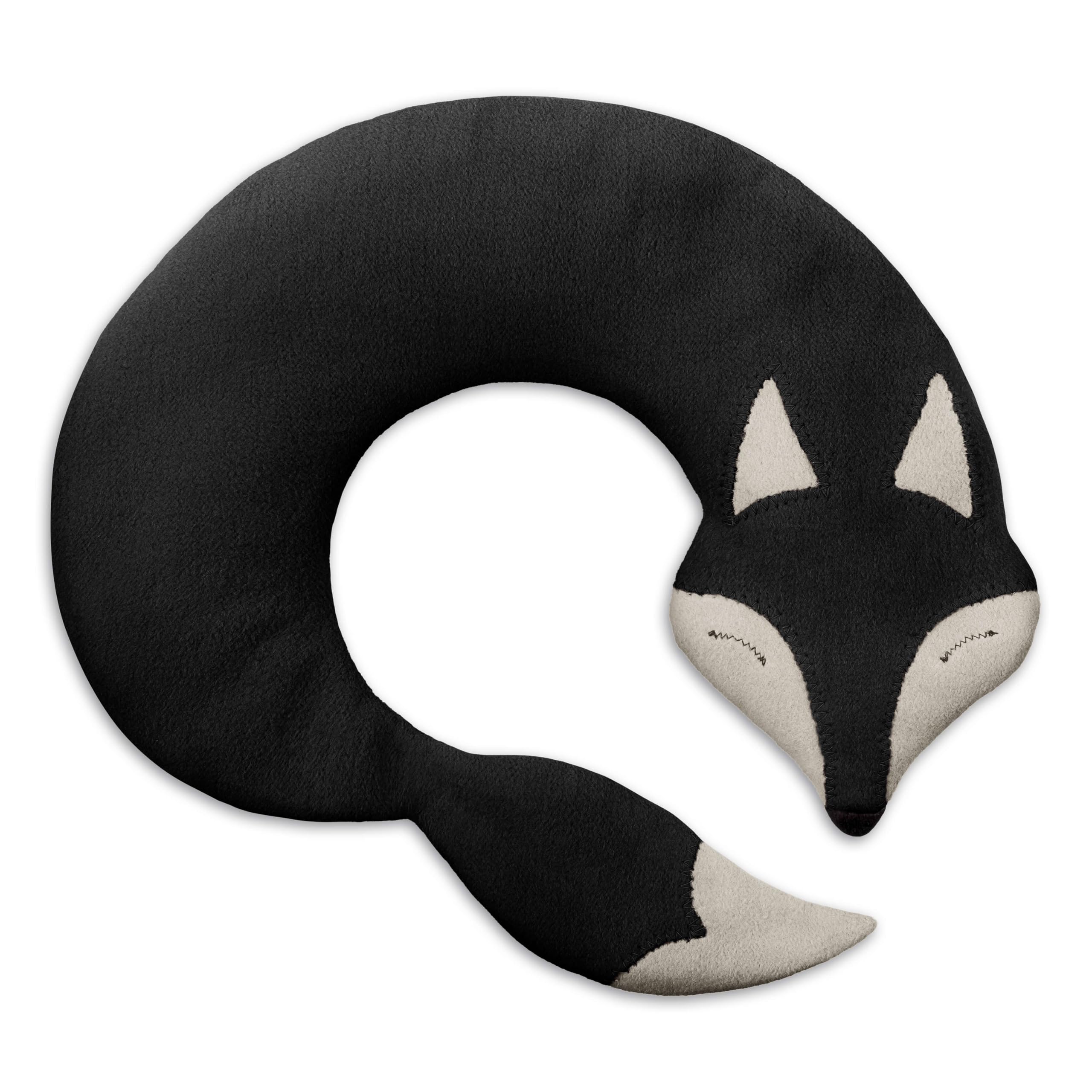 LESCHI Saco Térmico de Semillas para Microondas, de 100% Algodón y Trigo Orgánicos, Bolsa Semillas Microondas ideal para Cuello, Cervical y Espalda, Saco de Semillas en forma de zorro, negro