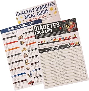 Gráfico de la lista de alimentos - 3 x Listas de alimentos de dieta saludable | Gráfico de alimentos de diabete y planificador de comidas para diabético | Planificador de comidas de granos de granos e