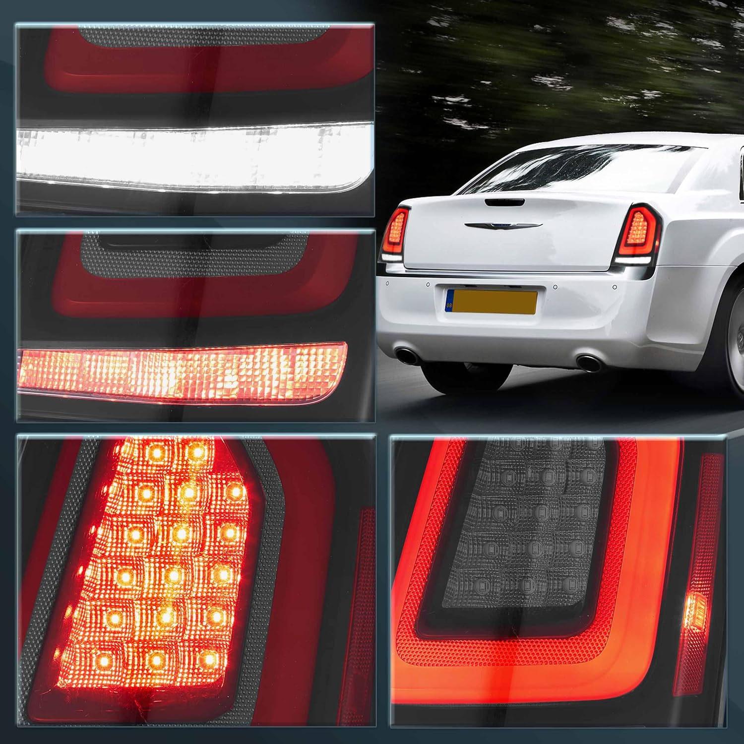 VLAND Tail lights Fit for 2011-2014 2nd Gen Chrysler 300/Lancia Thema, Smoked