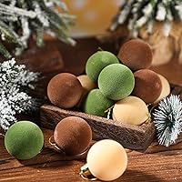 Vista 6 de Liliful - 15 bolas de Navidad, de terciopelo, a granel, flocadas, de plástico, adornos decorativos para colgar, decoración de árbol de Navidad Marrón