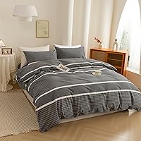 Vista 9 de ECOCOTT Juego de funda de edredón de 3 piezas, 100% algodón lavado, 1 funda de edredón con cremallera y 2 fundas de almohada, ultrasuave