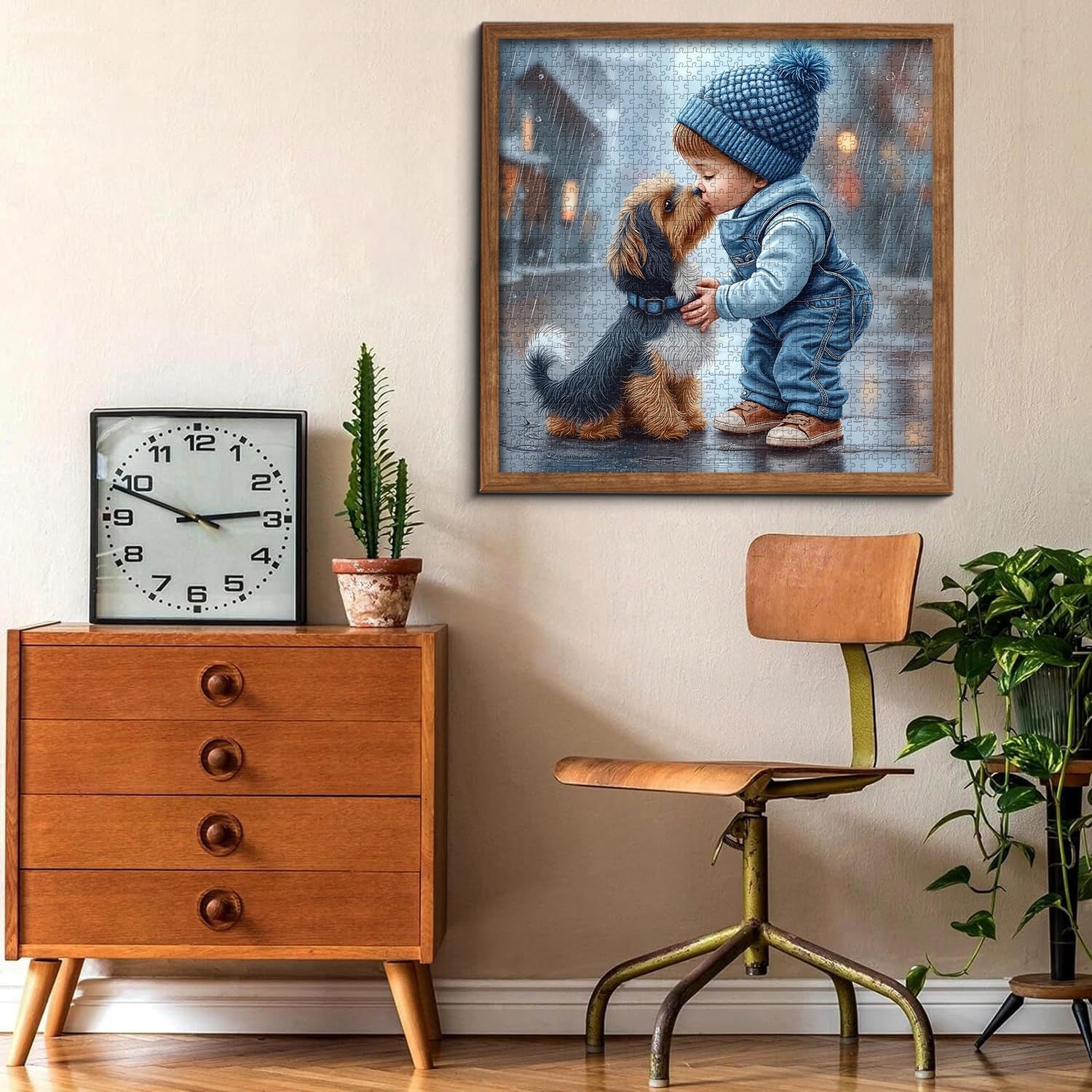 Cute Dog Puzzles for Adults 1000 Pieces, PICKFORU Friendly Kiss Love Hearts Jigsaw Puzzle, Impossible Difficult Rainy Puppy Theme as Home Decor