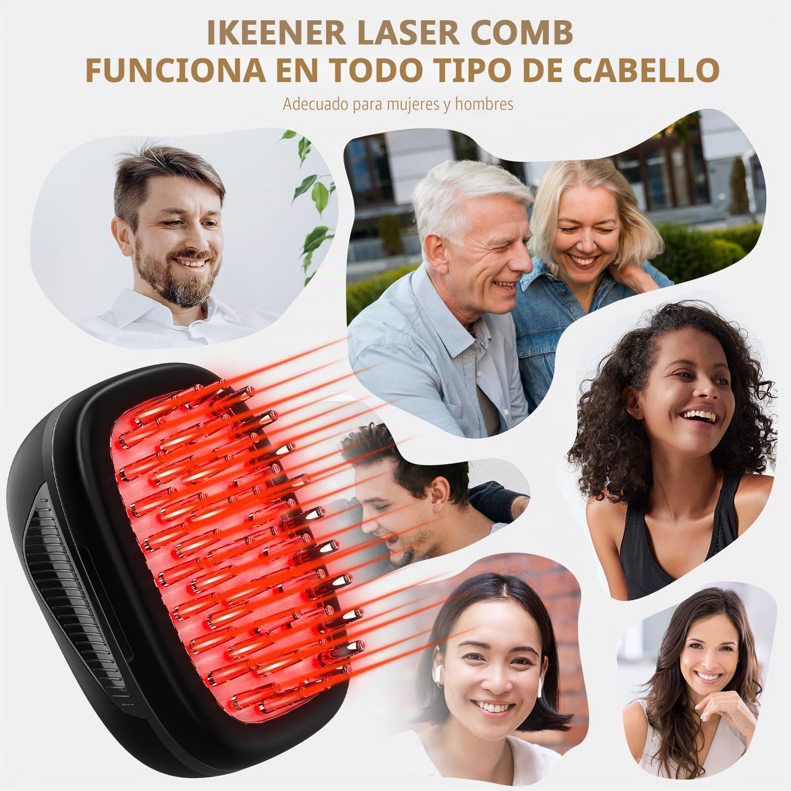 Peine Láser Crecimiento Cabello,Peine Tratamiento para Crecimiento Cabello Aprobado FDA para Hombres,Mujeres,Terapia Luz Roja Estimula Activación Folículo Piloso,Revertir Adelgazamiento Cabello
