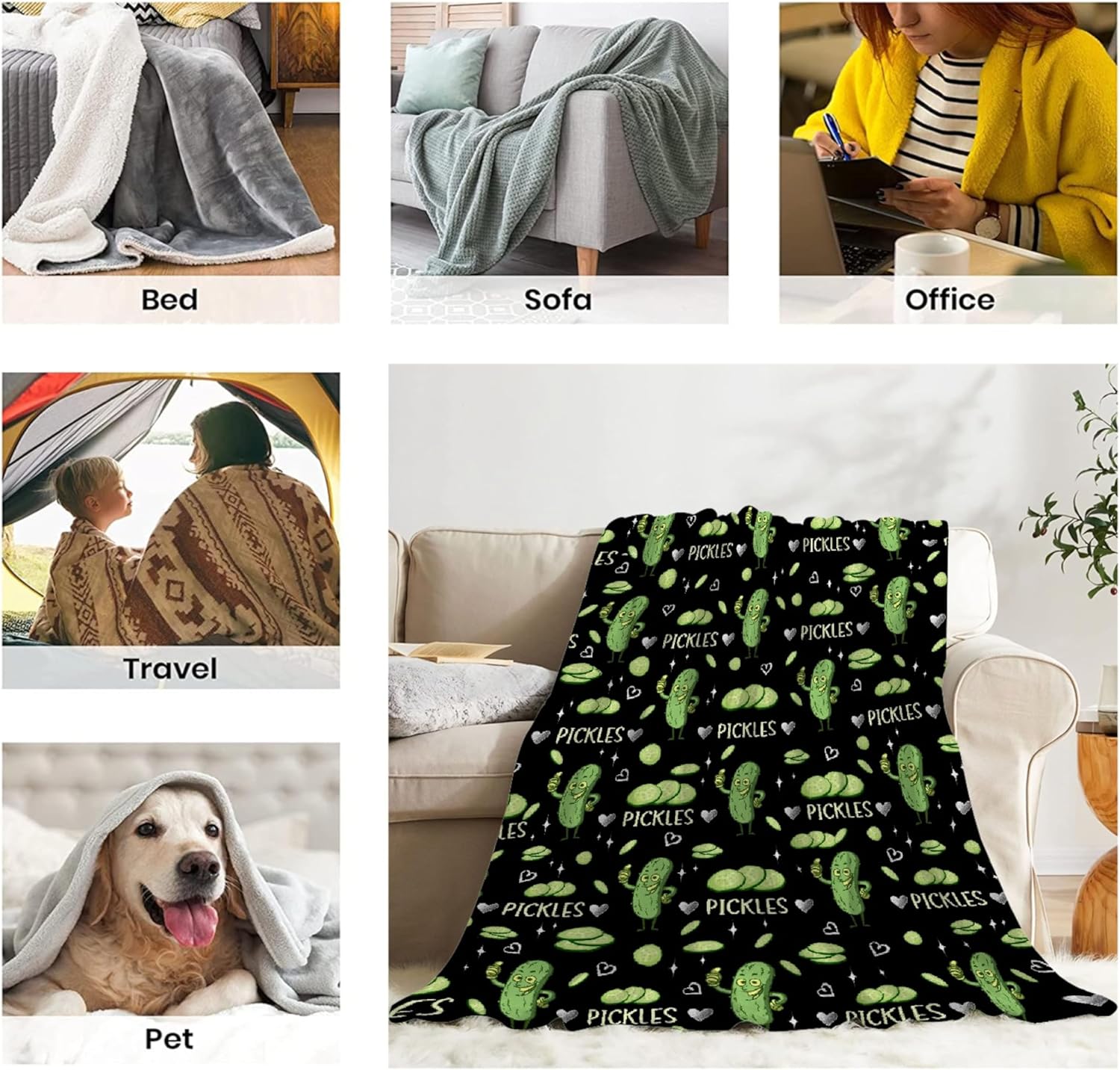 Pickle Blanket for Pickles Lover Funny Pickle Gift for Girl Boys Women Super Soft Flannel Blanket for Sofa Couch Bed Camping Travel - Plush Warm Home Decor for All Seasons, 40"x50"for Kids/Baby - Image 7
